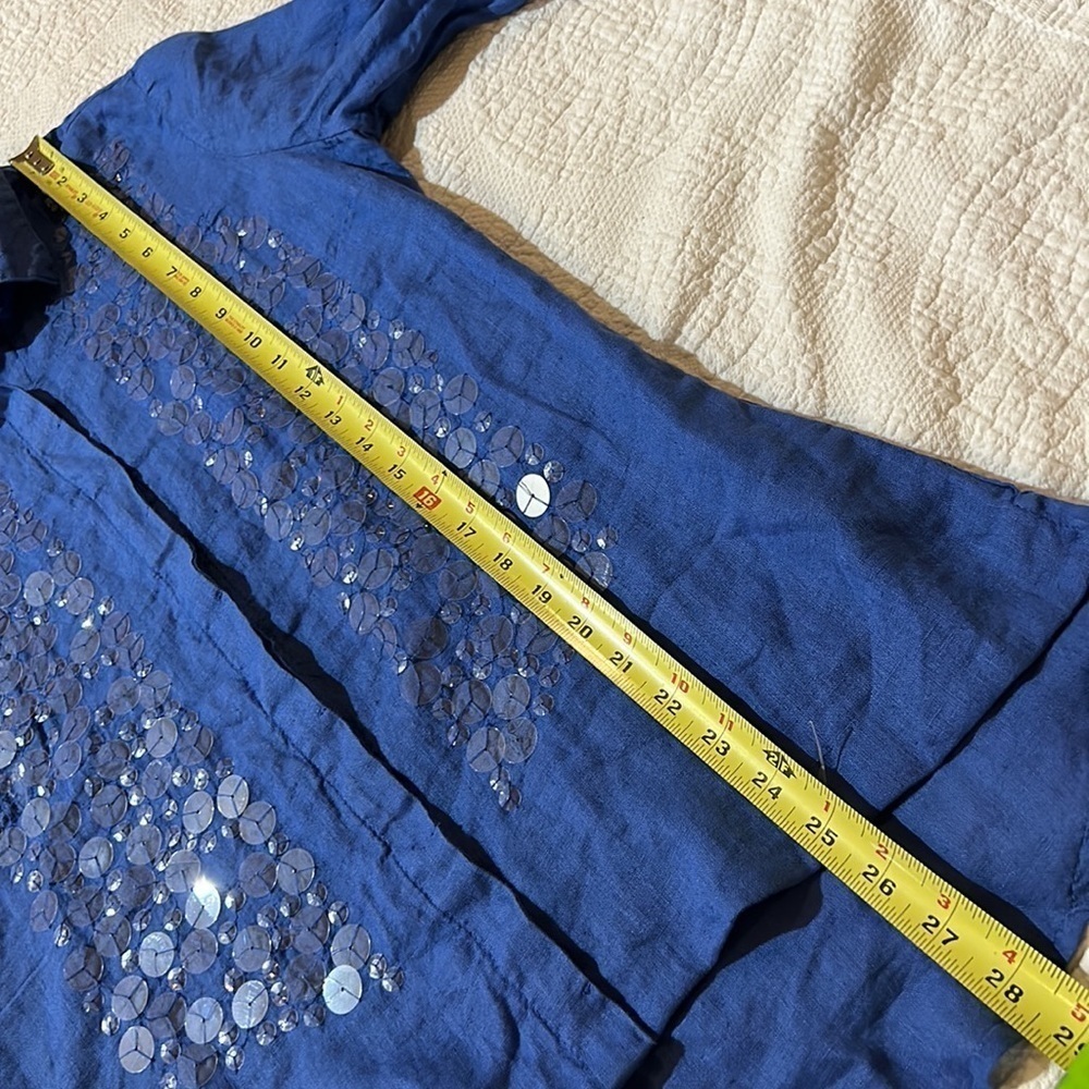 120% Lino linen embellished front Button Down. Size IT 44. - Picture 10 of 12